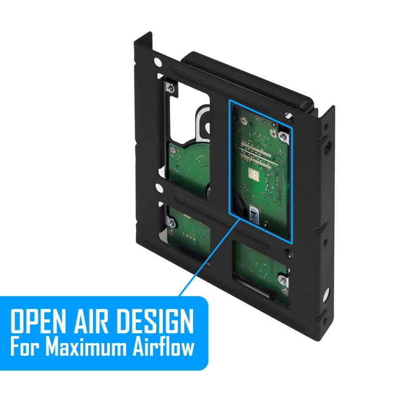 Kingwin SSD Hard Drive Mounting Kit Internal, Convert Any 2 x 2.5â€ Solid State Drive / HDD Into a 3.5 Inch Drive Bay. Mounting Screws Included, Quick and Easy Installation [HDM-225-BK] - Image 3
